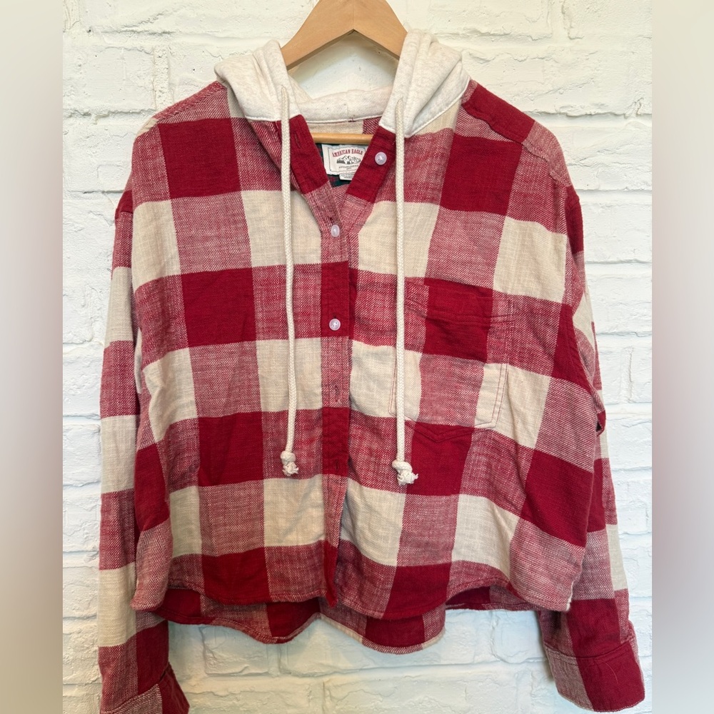 American eagle cropped flannel hoodies